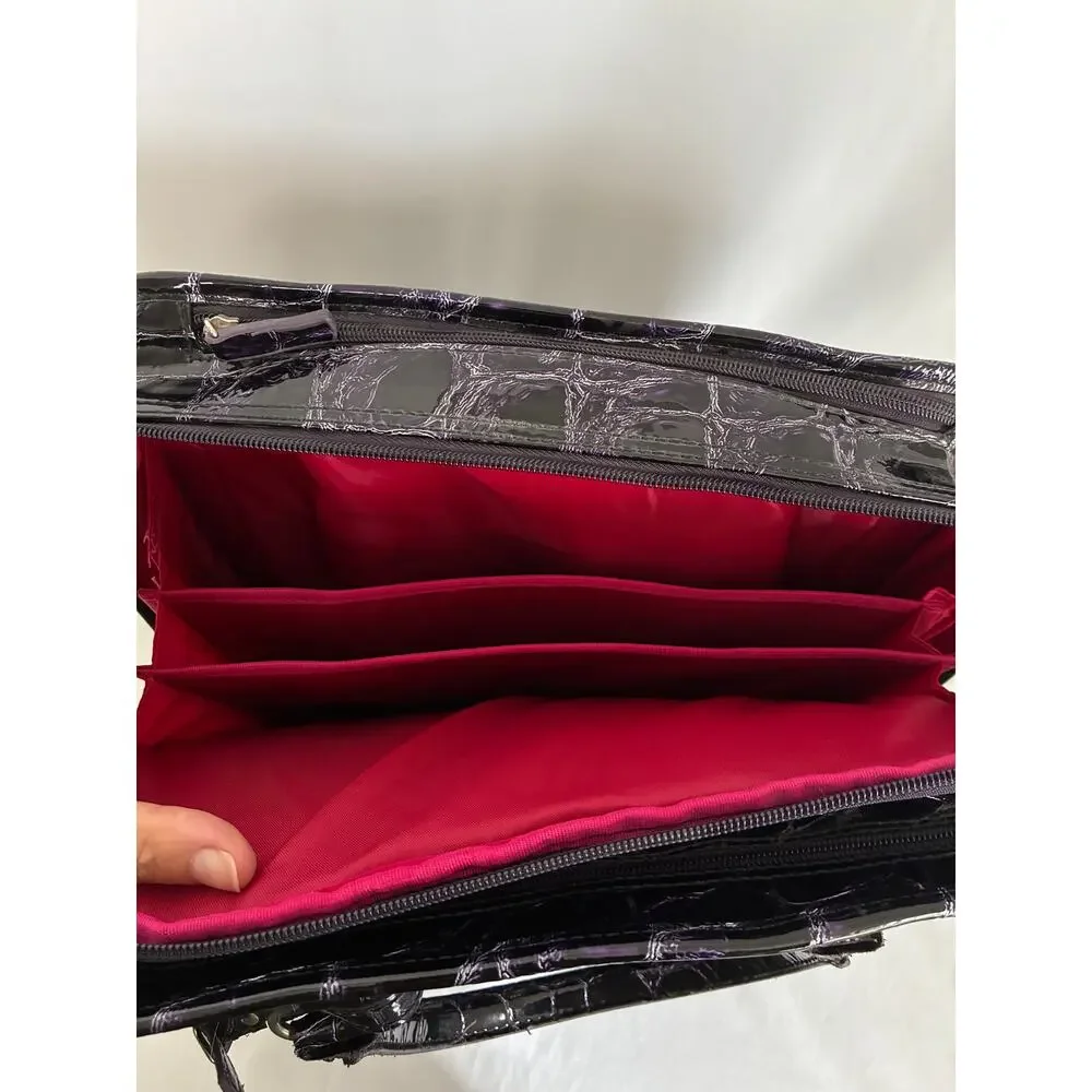 Jasper Conran at Tripp Rolling Laptop Bag Faux Leather Purple Croc Career Travel